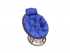 Кресло Папасан мини с ротангом синяя подушка в Советском - sovetskij.magazinmebel.ru | фото