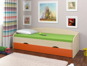 Кровать Соня 2 дуб молочный-оранжевый в Советском - sovetskij.magazinmebel.ru | фото - изображение 1